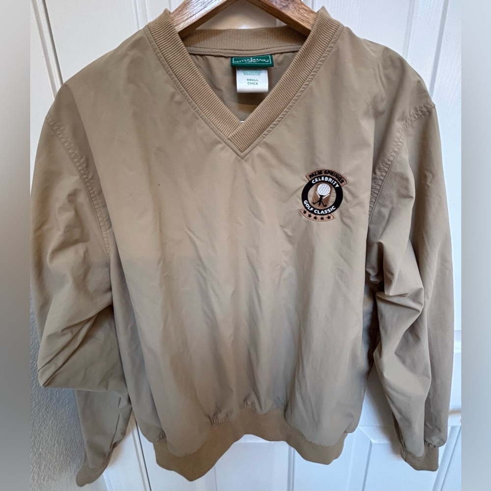 Outer Banks Tan unisex Wind breaker jacket. Size Small with Custom Logo